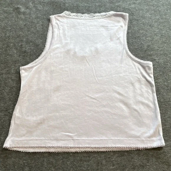 Joie Tank Top Women's L Lace Trim Ribbed Light Purple Coquette - Picture 6 of 9